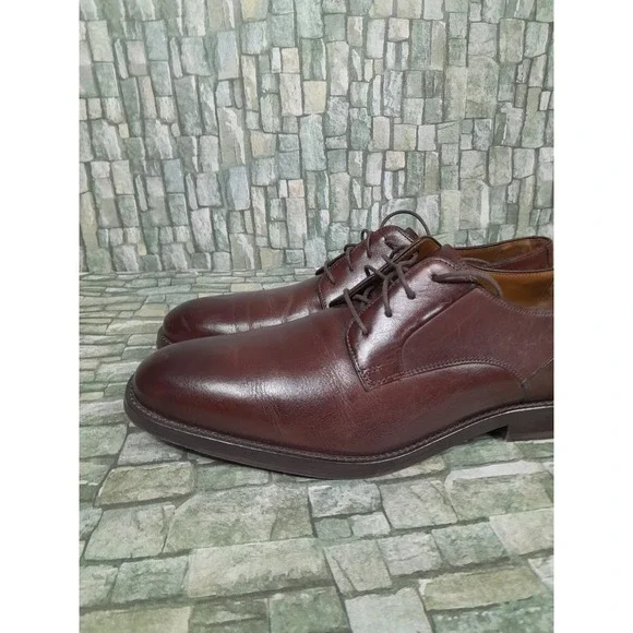 JOHNSTON MURPHY EDGERTON PLAIN TOE MENsz 10 M MAHOGANY LEATHER Oxford Derby - Picture 11 of 12